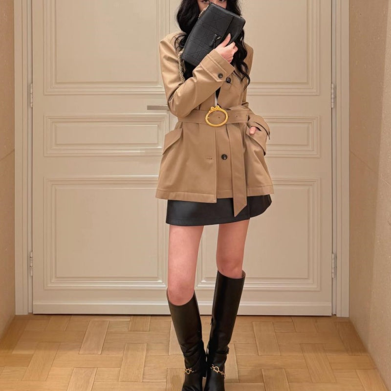 New Stylish Women's DIO Waist-tie Short Trench Coat CQQ1326091709