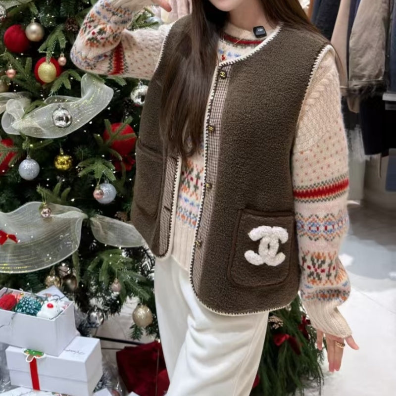 New Stylish Women's Tweed Style Fleece Vest CQQ1326091714