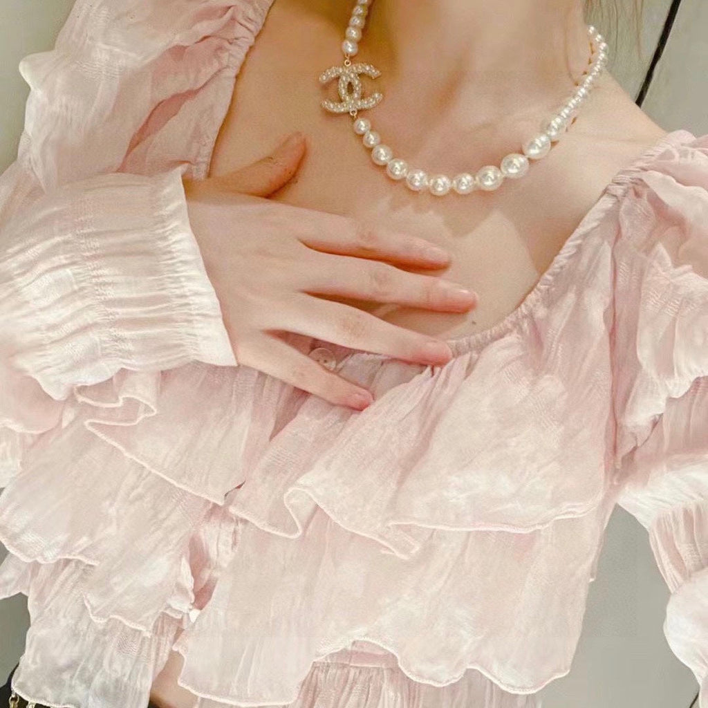 New Stylish Women's CC Pearl Necklace ZS1326091715