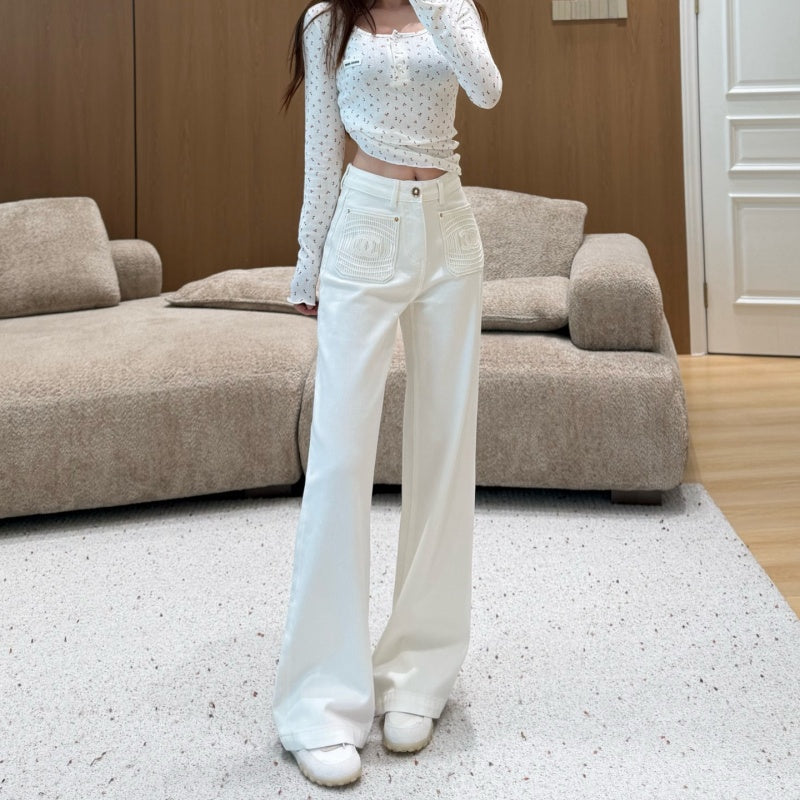 New Fashion Women CC White Flare Jeans DM1326091811