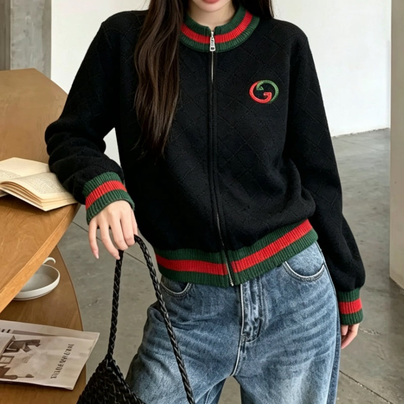 New Fashion Women GG Zip Up Knit Cardigan DM1326091816