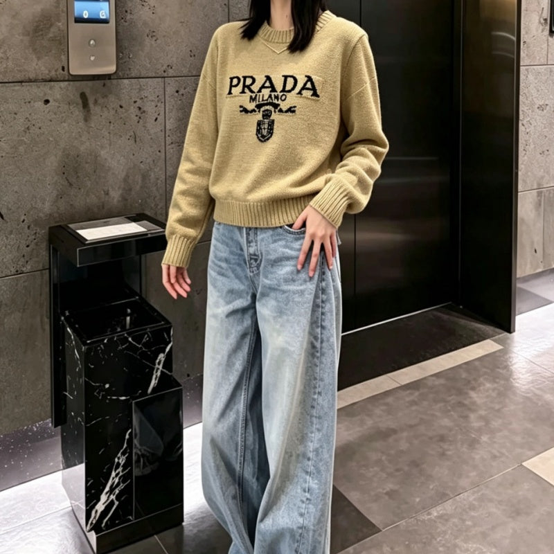 New Fashion Women PRA Letter Print Knit Sweater DM1326091819