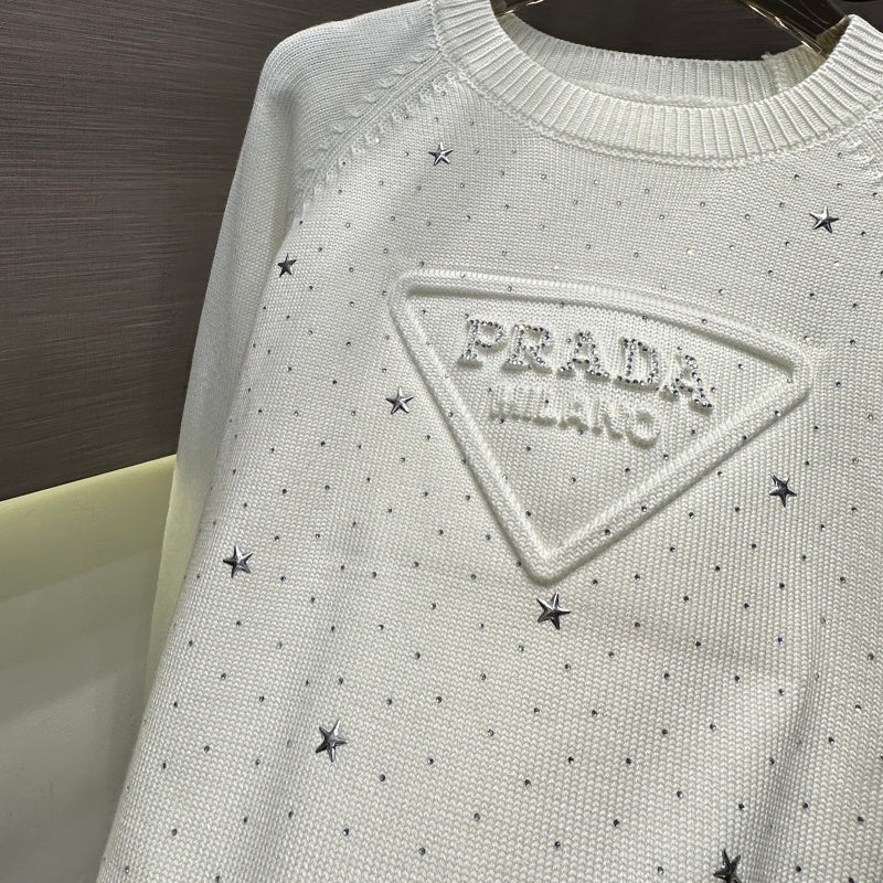 New Fashion Women PRA Rhinestone Knit Sweater DM1326091820