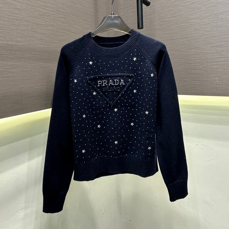 New Fashion Women PRA Rhinestone Knit Sweater DM1326091820