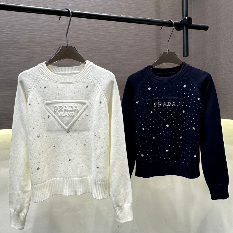 New Fashion Women PRA Rhinestone Knit Sweater DM1326091820
