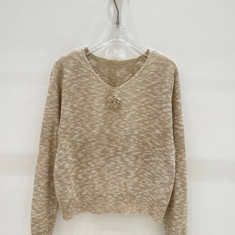 New Fashion Women's CC V Neck Knit Sweater DM1326092008