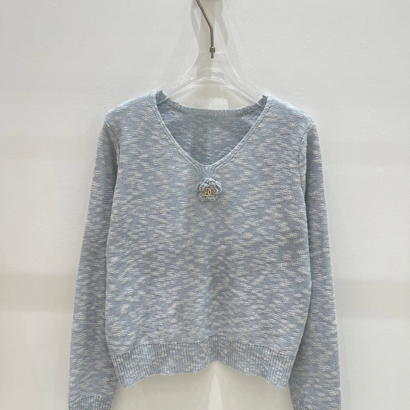 New Fashion Women's CC V Neck Knit Sweater DM1326092008