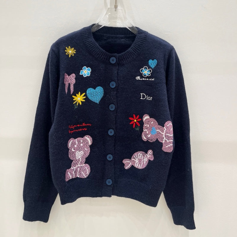 New Fashion Women's Cartoon Embroidery Knit Cardigan DM1326092024
