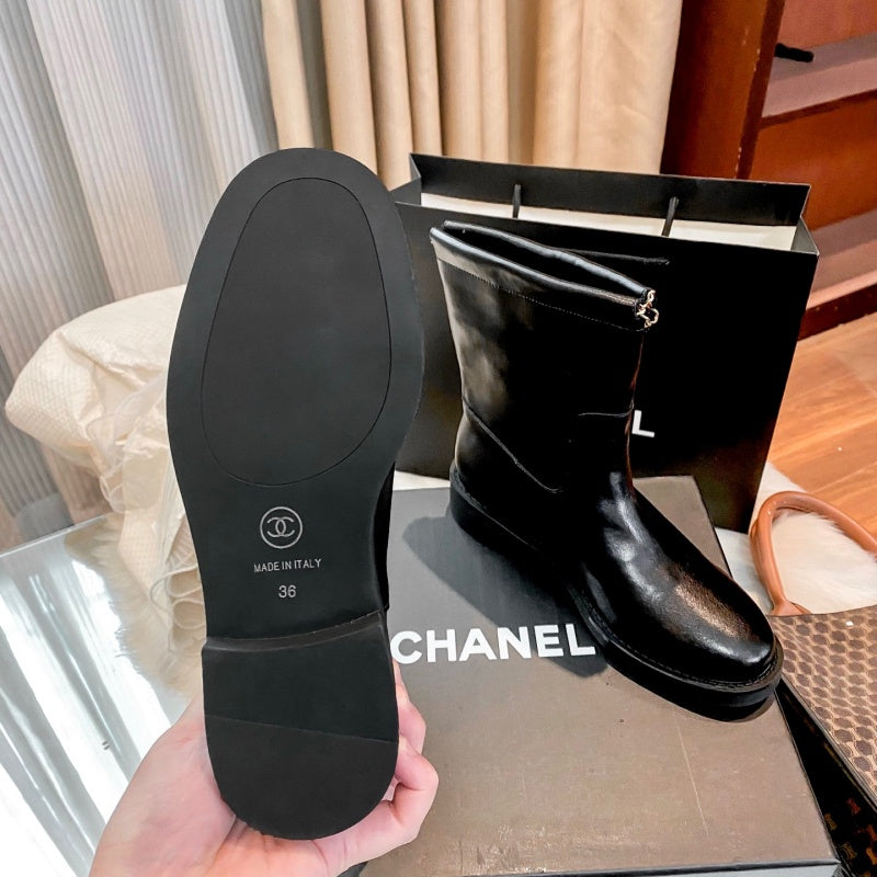 New Fashion Chain Decor Logo Mid Calf Boots PF1326092106