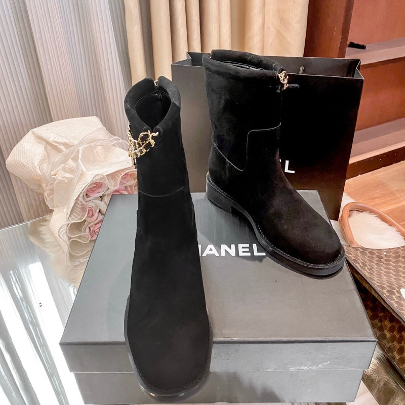 New Fashion Chain Decor Logo Mid Calf Boots PF1326092106