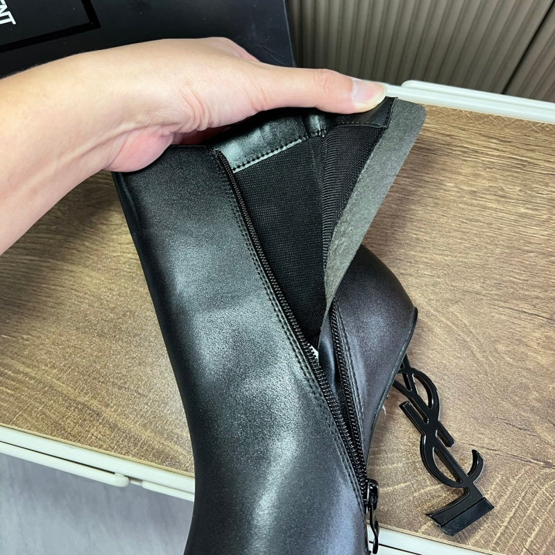 New Fashion Logo Heel Pointed Toe Ankle Boots PF1326092107