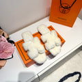 New Fashion Women's H Shape Furry Flat Slide Sandals pf1326092108