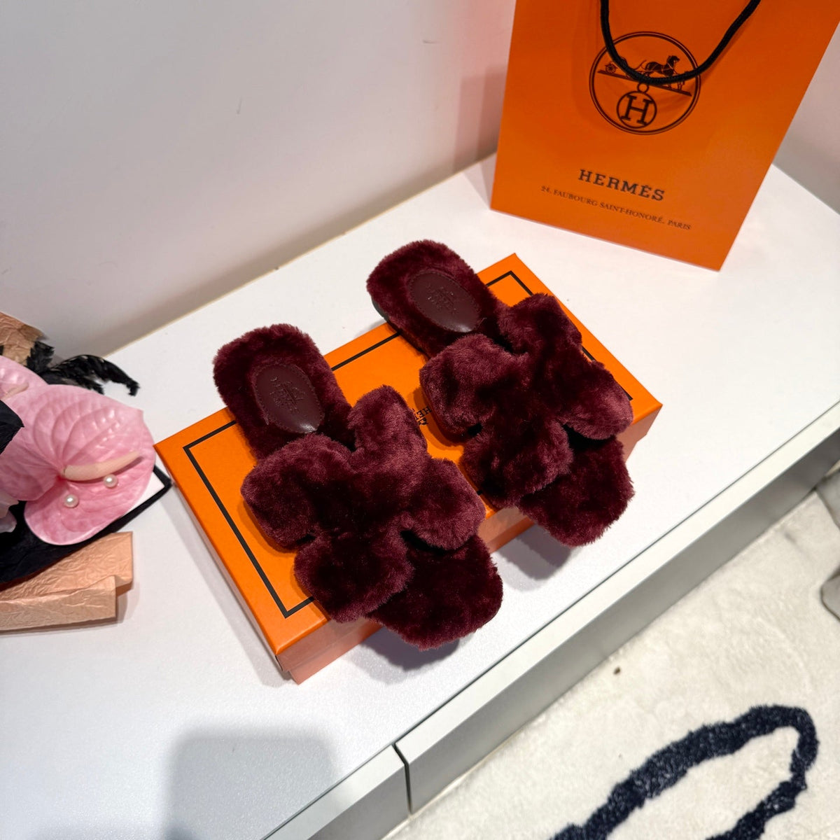 New Fashion Women's H Shape Furry Flat Slide Sandals pf1326092108