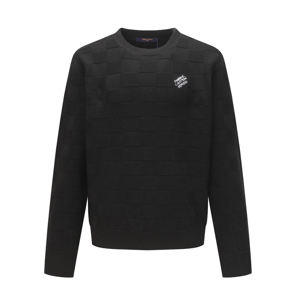 New Fashion Men's Checkerboard Crew Neck Sweater  DM1326092113