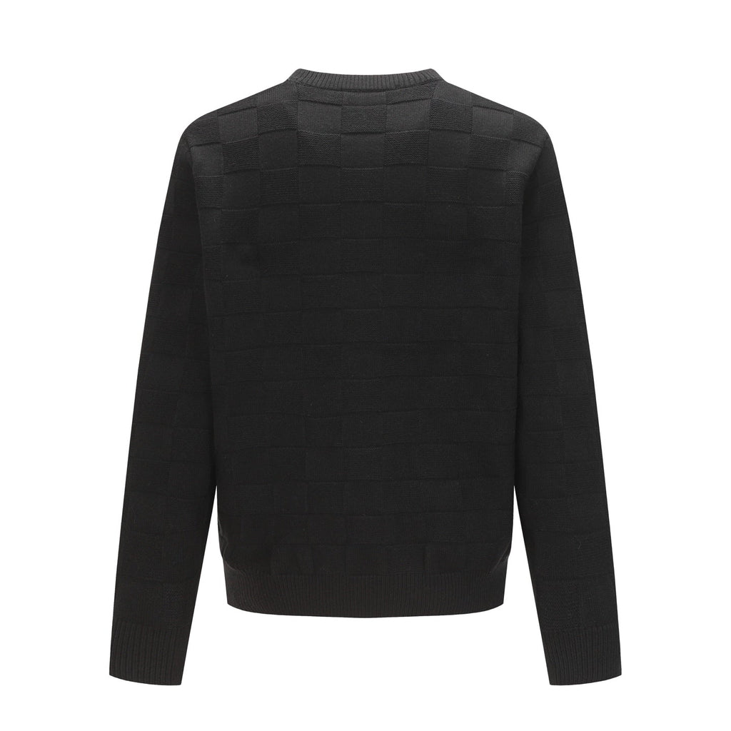New Fashion Men's Checkerboard Crew Neck Sweater  DM1326092113