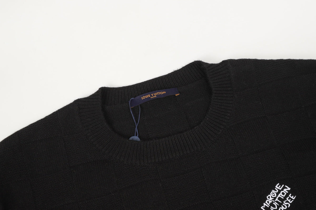 New Fashion Men's Checkerboard Crew Neck Sweater  DM1326092113