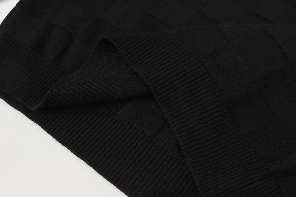 New Fashion Men's Checkerboard Crew Neck Sweater  DM1326092113