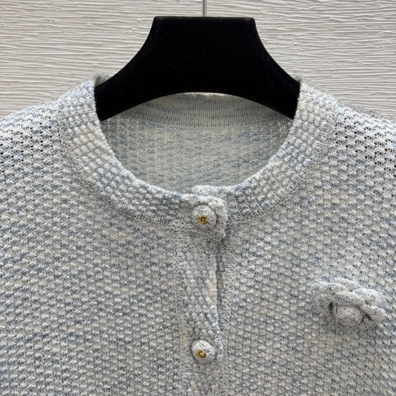 New Fashion Women's Camellia Decor Knit Cardigan DM1326092402
