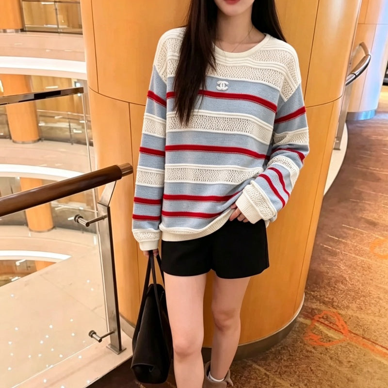 New Fashion Women's CC Knit Long Sleeve Top DM1326092403