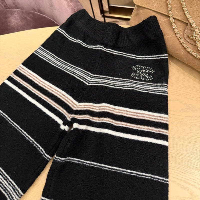 New Fashion Women's CC Striped Knit Wide Leg Pants CQQ1326092405