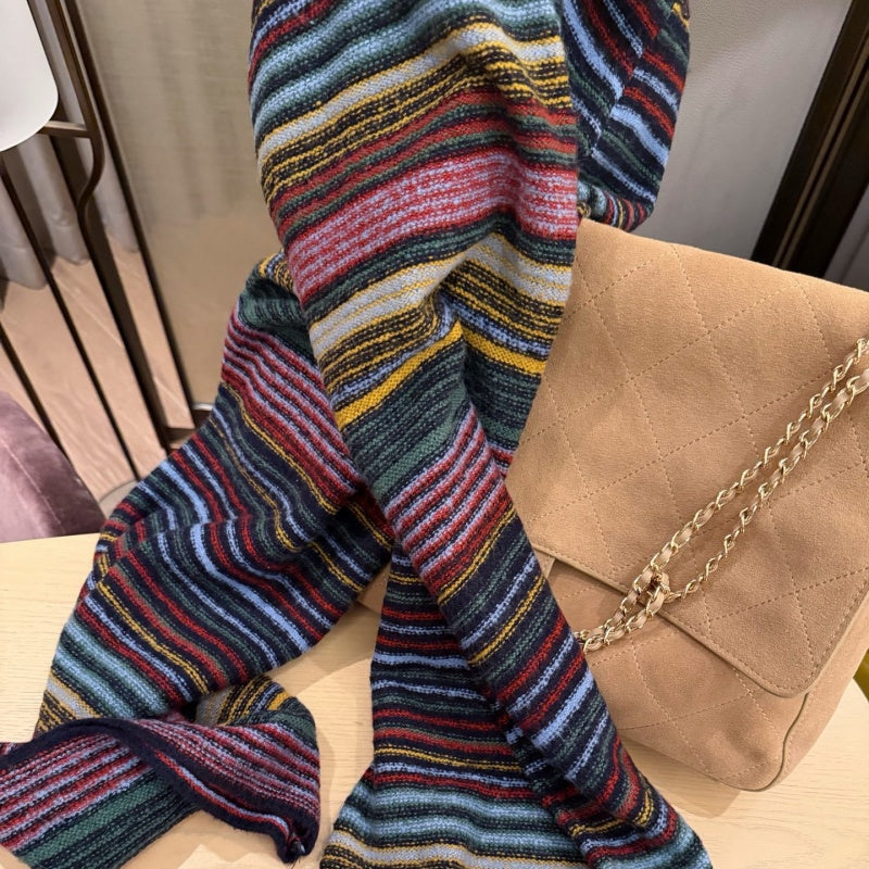 New Fashion Women's CC Striped Knit Wide Leg Pants CQQ1326092405