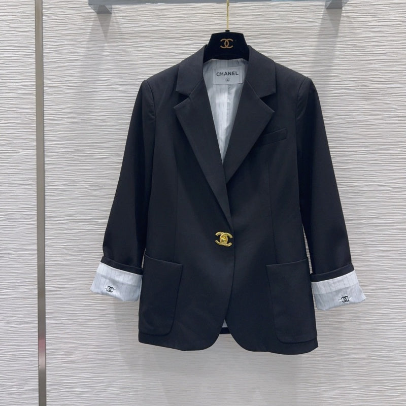 New Fashion Women's CC Rolled Cuff Blazer Jacket CQQ1326092408