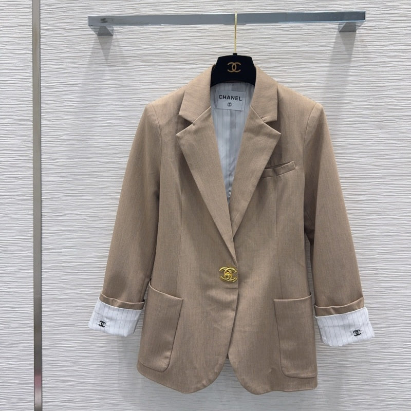 New Fashion Women's CC Rolled Cuff Blazer Jacket CQQ1326092408