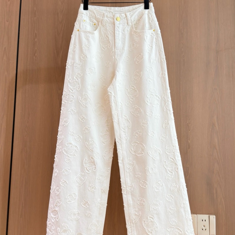 New Fashion Women's CC Jacquard Wide Leg Jeans CQQ1326092413