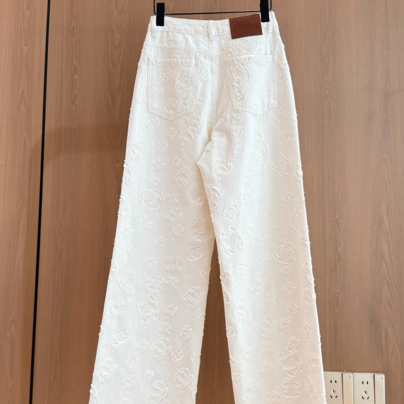 New Fashion Women's CC Jacquard Wide Leg Jeans CQQ1326092413