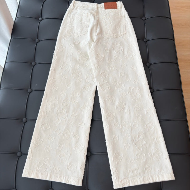 New Fashion Women's CC Jacquard Wide Leg Jeans CQQ1326092413