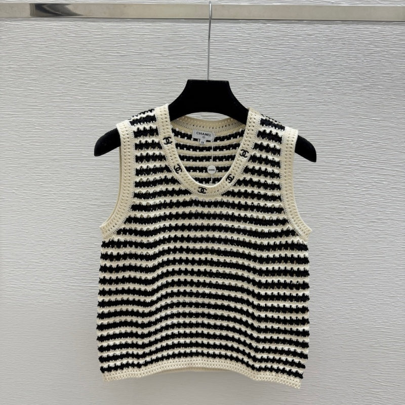 New Fashion Women's CC Striped Knit Crop Tank Top CQQ1326092414