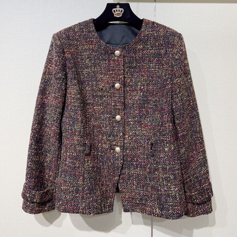 New Fashion Women's CC Wool Tweed Jacket with Belt DM1326092416