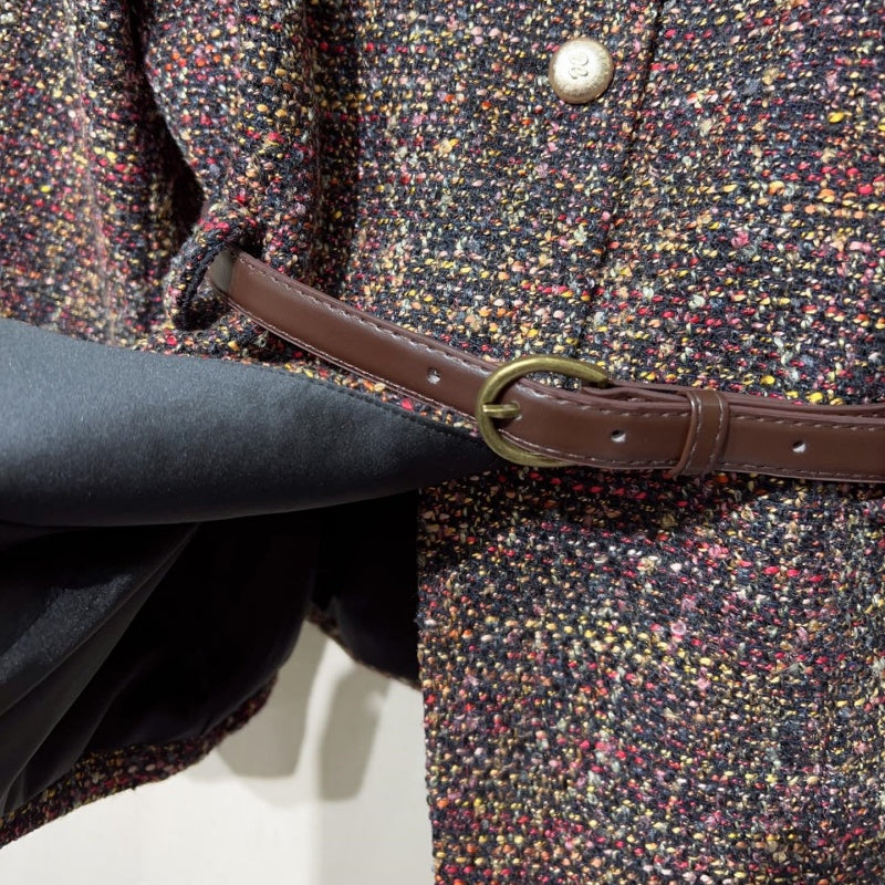 New Fashion Women's CC Wool Tweed Jacket with Belt DM1326092416