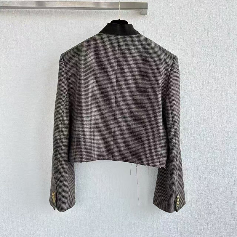 New Fashion Women's CC Houndstooth Cropped Blazer DM1326092419
