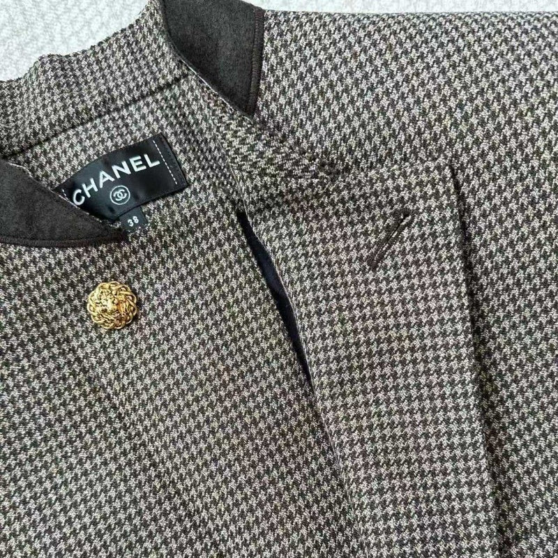 New Fashion Women's CC Houndstooth Cropped Blazer DM1326092419
