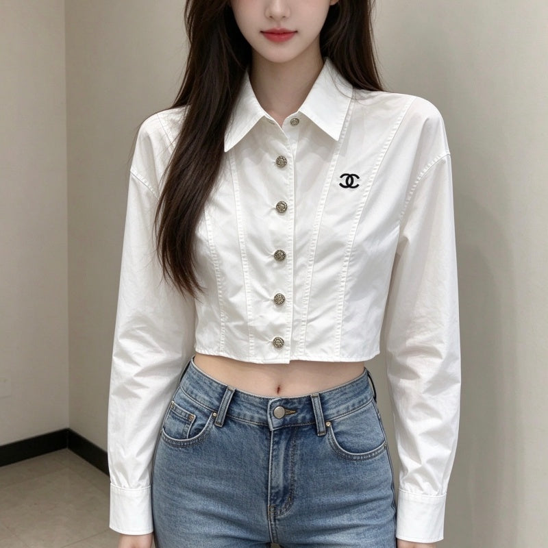 New Fashion Women's CC Collared Shirt DM1326092421