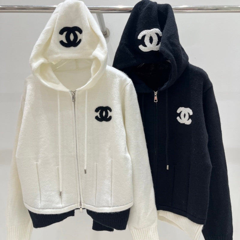 New Fashion Women's CC Hooded Zip-Up Knit Cardigan DM1326092422