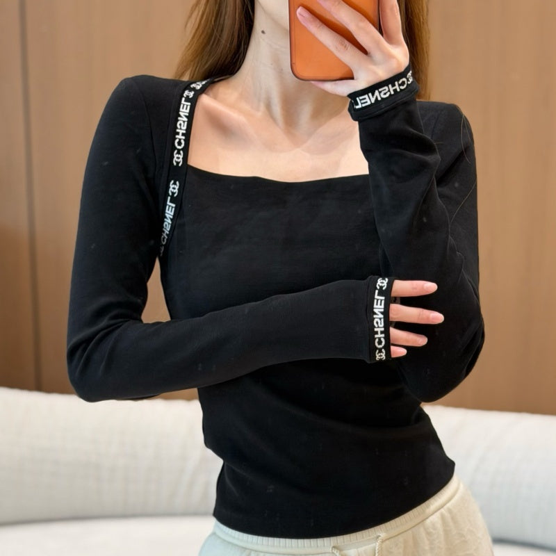 New Fashion Women's CC Square Neck Base Layer Top DM1326092427