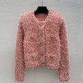 New Fashion Women's CC Tweed Style Fluffy Knit Cardigan  DM1326092426