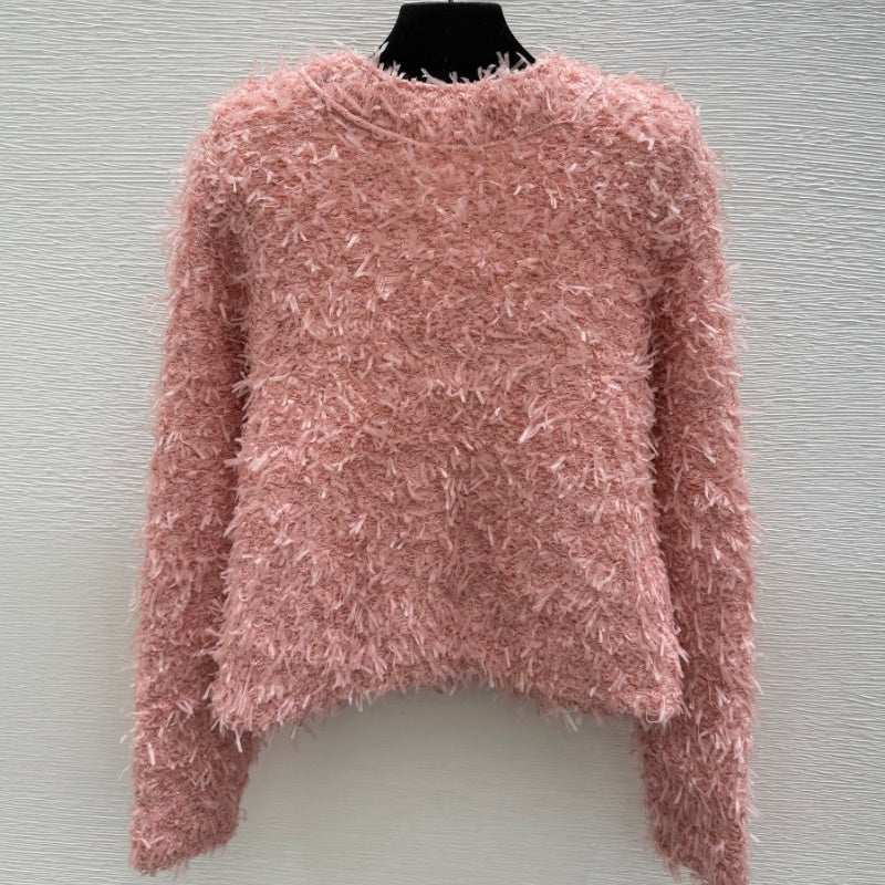 New Fashion Women's CC Tweed Style Fluffy Knit Cardigan  DM1326092426