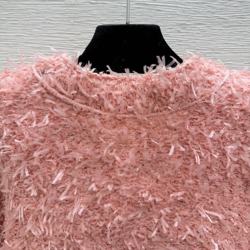 New Fashion Women's CC Tweed Style Fluffy Knit Cardigan  DM1326092426