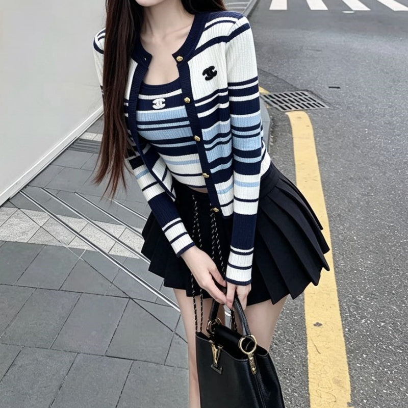 New Fashion Women's Striped Knit 2-Piece Set  DM132609230