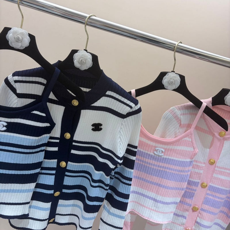 New Fashion Women's Striped Knit 2-Piece Set  DM132609230