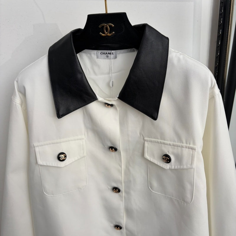 New Fashion Women's CC Contrast Collar Jacket DM1326092831