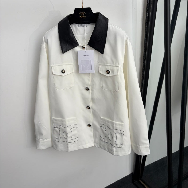 New Fashion Women's CC Contrast Collar Jacket DM1326092831