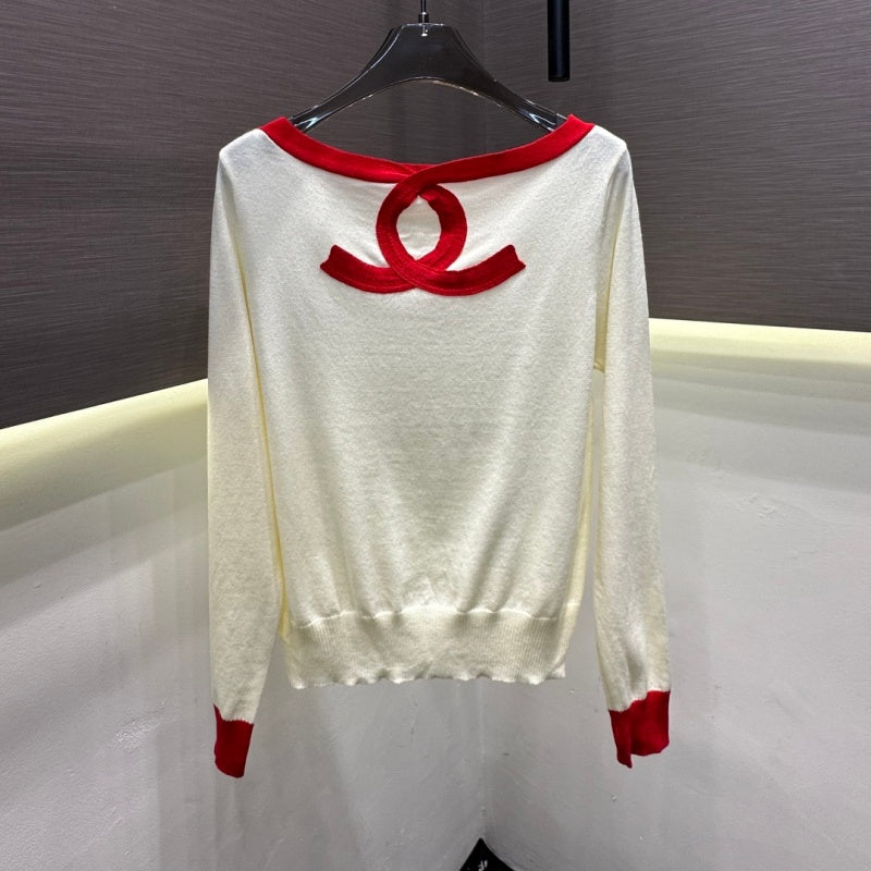 New Fashion Women's CC Contrast Color Knit Top DM1326092832