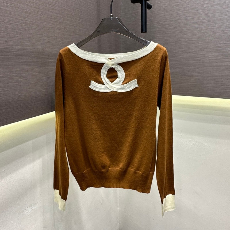 New Fashion Women's CC Contrast Color Knit Top DM1326092832