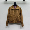 New Fashion Women CC Quilted Suede Zip Up Jacket DM1326092901