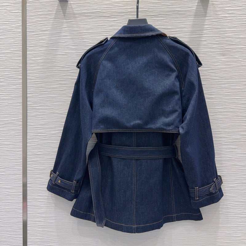New Fashion Women BBR Belted Denim Trench Coat DM1326092902