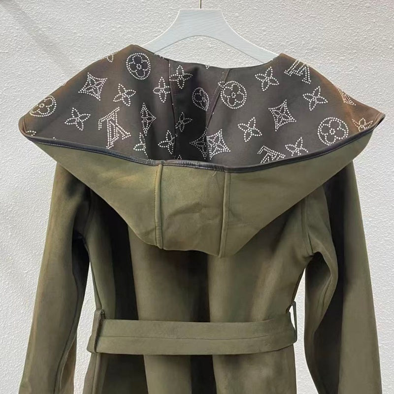 New Fashion Women 1V Suede Wrap Coat DM1326092905